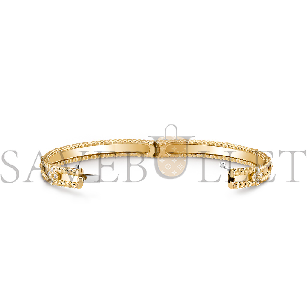 V*N CL*F arpels perlÉe sweet clovers bracelet, medium model - yellow gold, diamond vcarp6x400