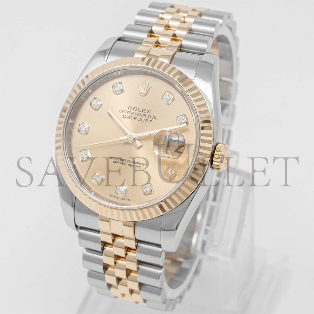 R*l*x datejust 36 champagne diamond watch 126233