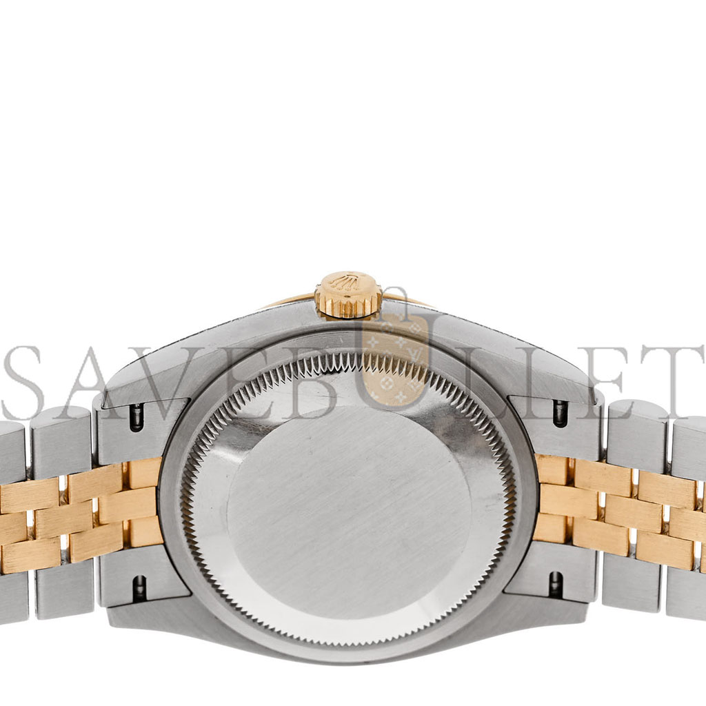 R*l*x stainless steel 18k yellow gold diamond 36mm oyster perpetual datejust watch olive green roman 126233