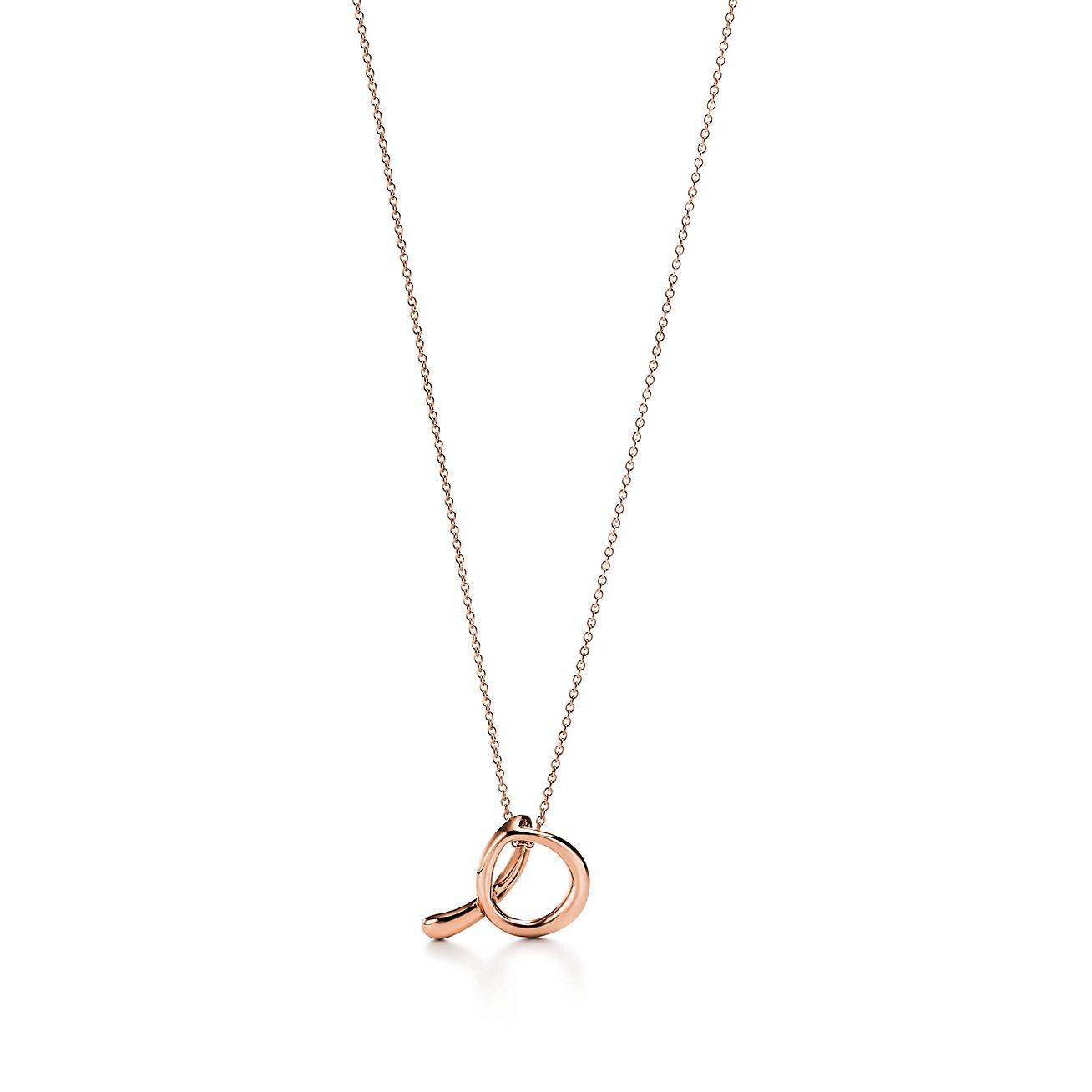 T*f*ny elsa peretti® letter a pendant in 18k rose gold with diamonds