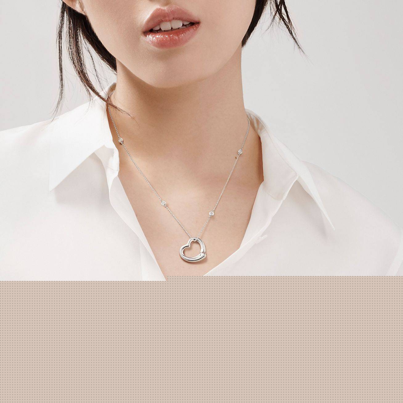 T*f*ny elsa peretti® diamonds by the yard® open heart pendant